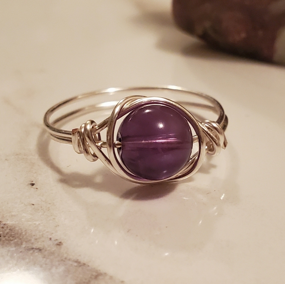 Amethyst Silver Wire Wrapped Ring